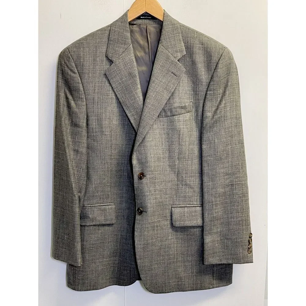 Chaps Ralph Lauren Blazer Jacket Mens 40R Regular Grey Wool, Linen Sport‎ Coat